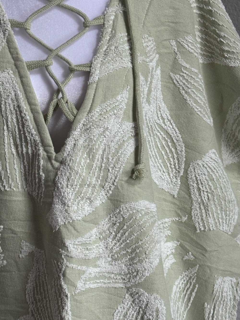 Sand Cloud Sage Green 100% Organic Cotton Lace Up Beach Swim Cover Up OS Poncho - Picture 6 of 10